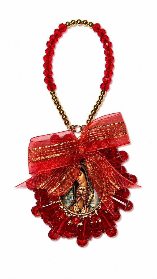 Retrovisor Virgen de Guadalupe Rojo