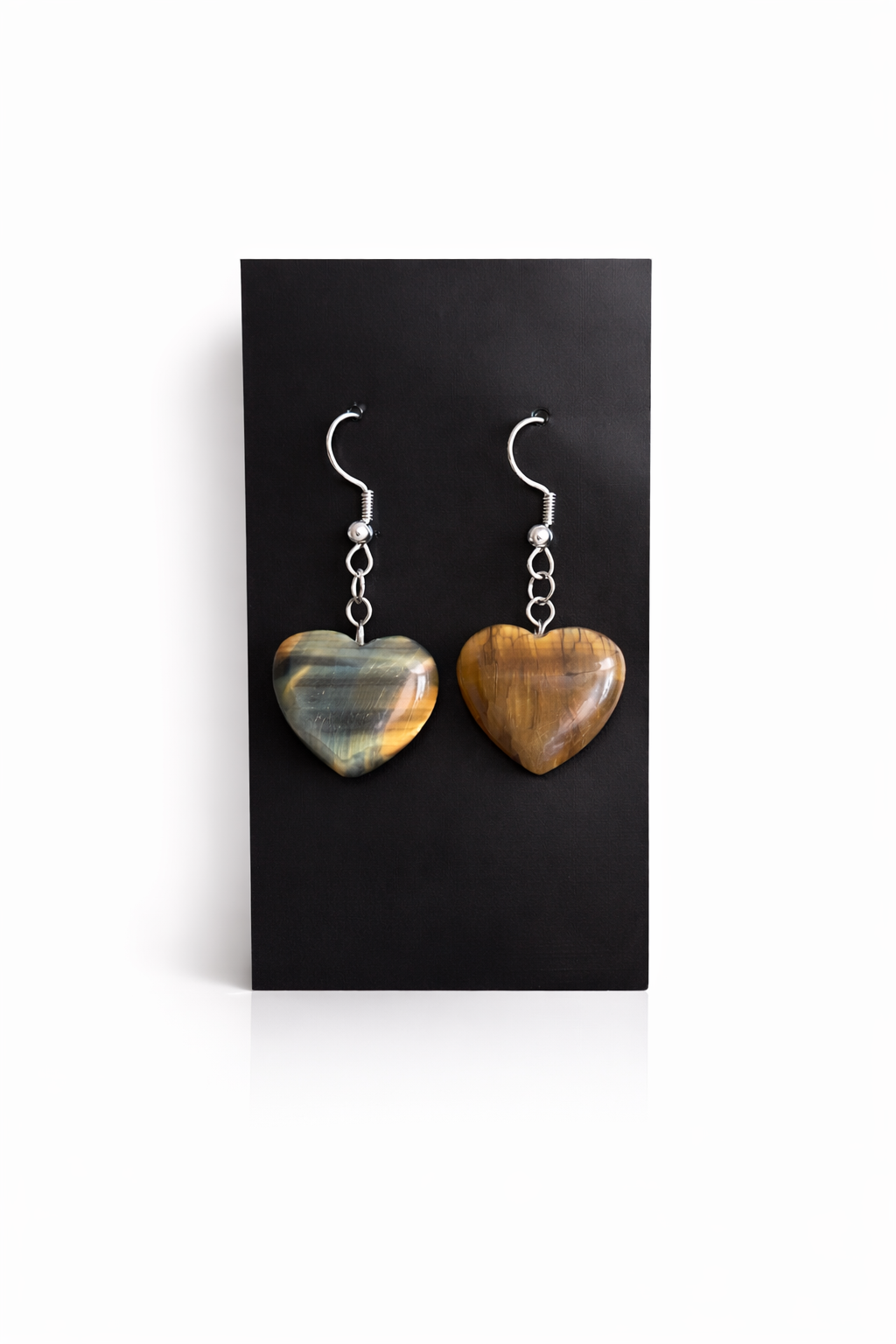 Tigers Eye Heart Shaped Earrings