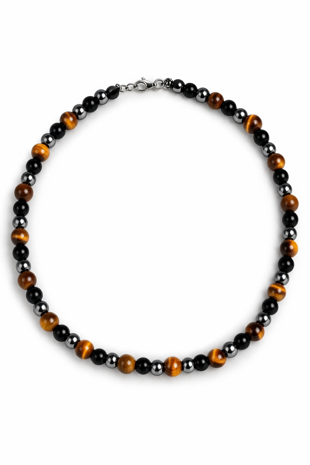 Tigers Eye, Black Onyx, Hematite Triple Protection Necklace