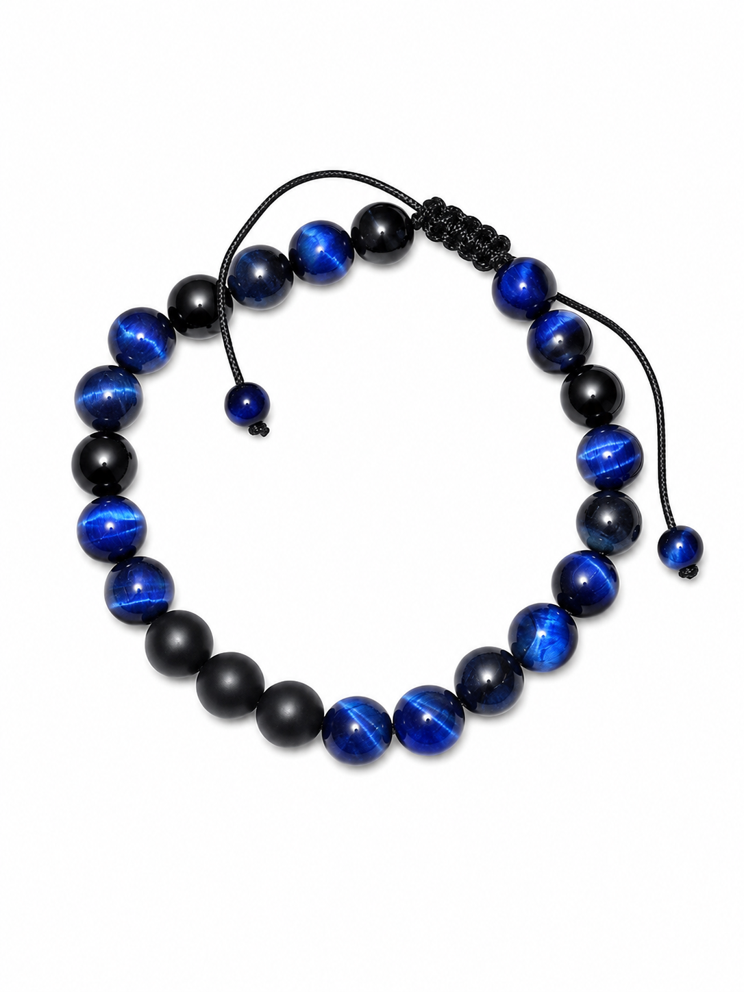 Blue Tiger’s Eye & Black Onyx Adjustable Bracelet 8mm