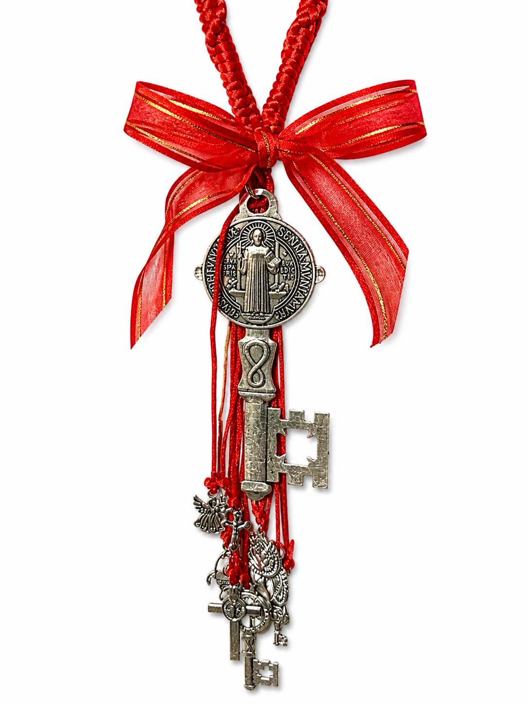 San Benito Key Protection Amulet – Red Spiritual Defense Charm