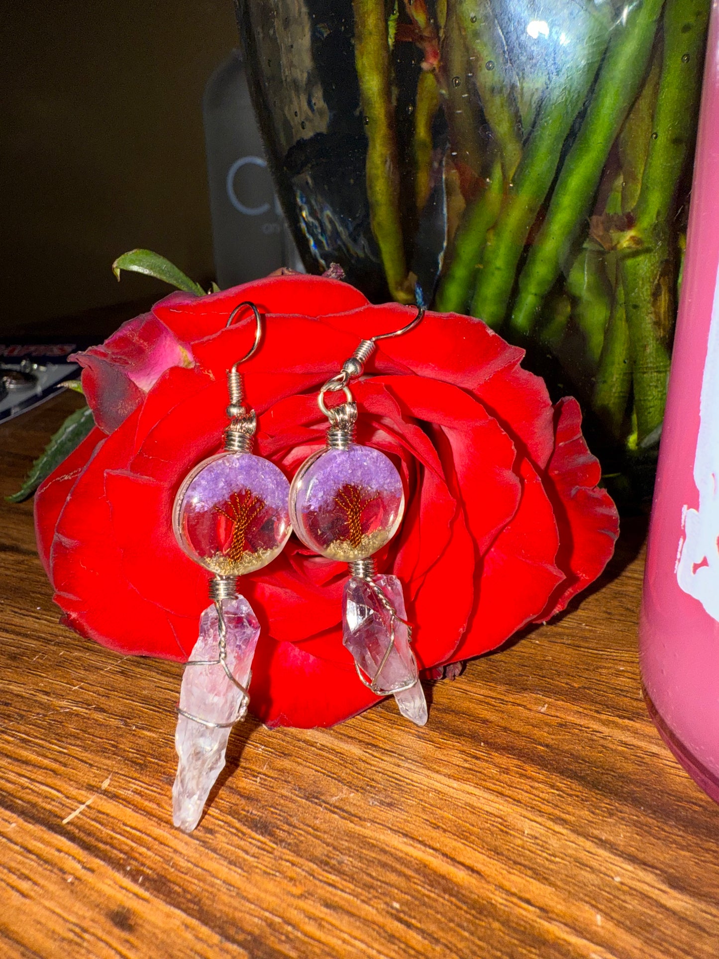 Amethyst Tree Earrings