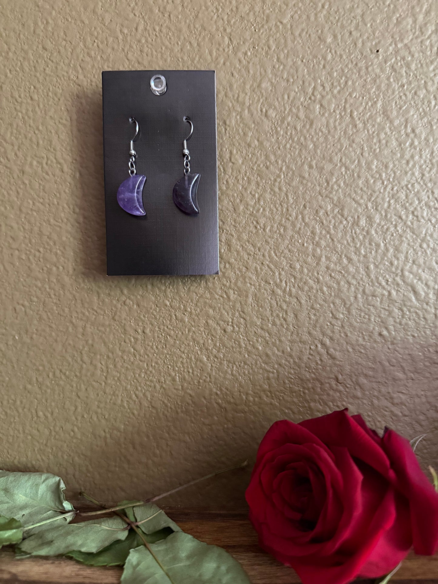 Amethyst Moon Shaped Earrings