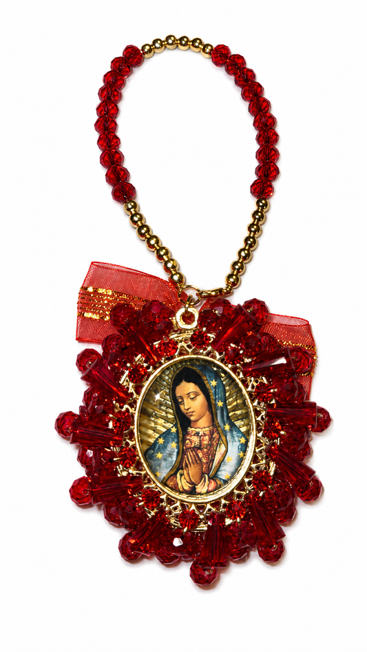 Retrovisor Virgen de Guadalupe Rojo
