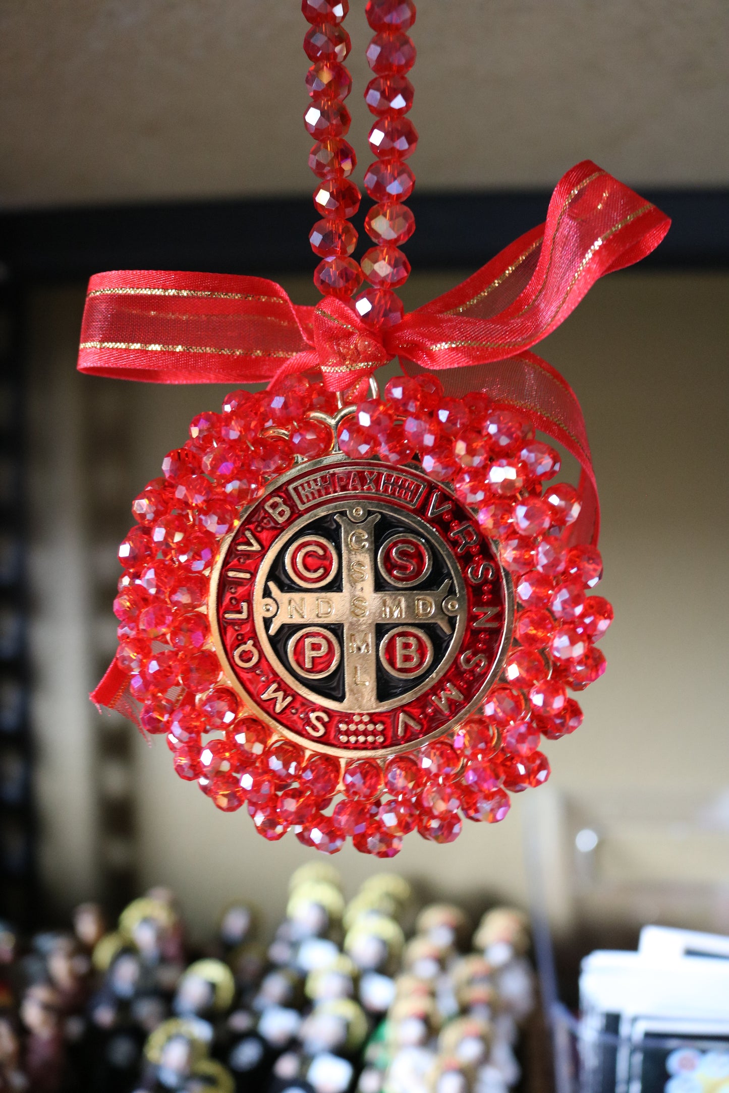 🔥 St. Benedict Protection Charm – Red Crystal Edition 🔥