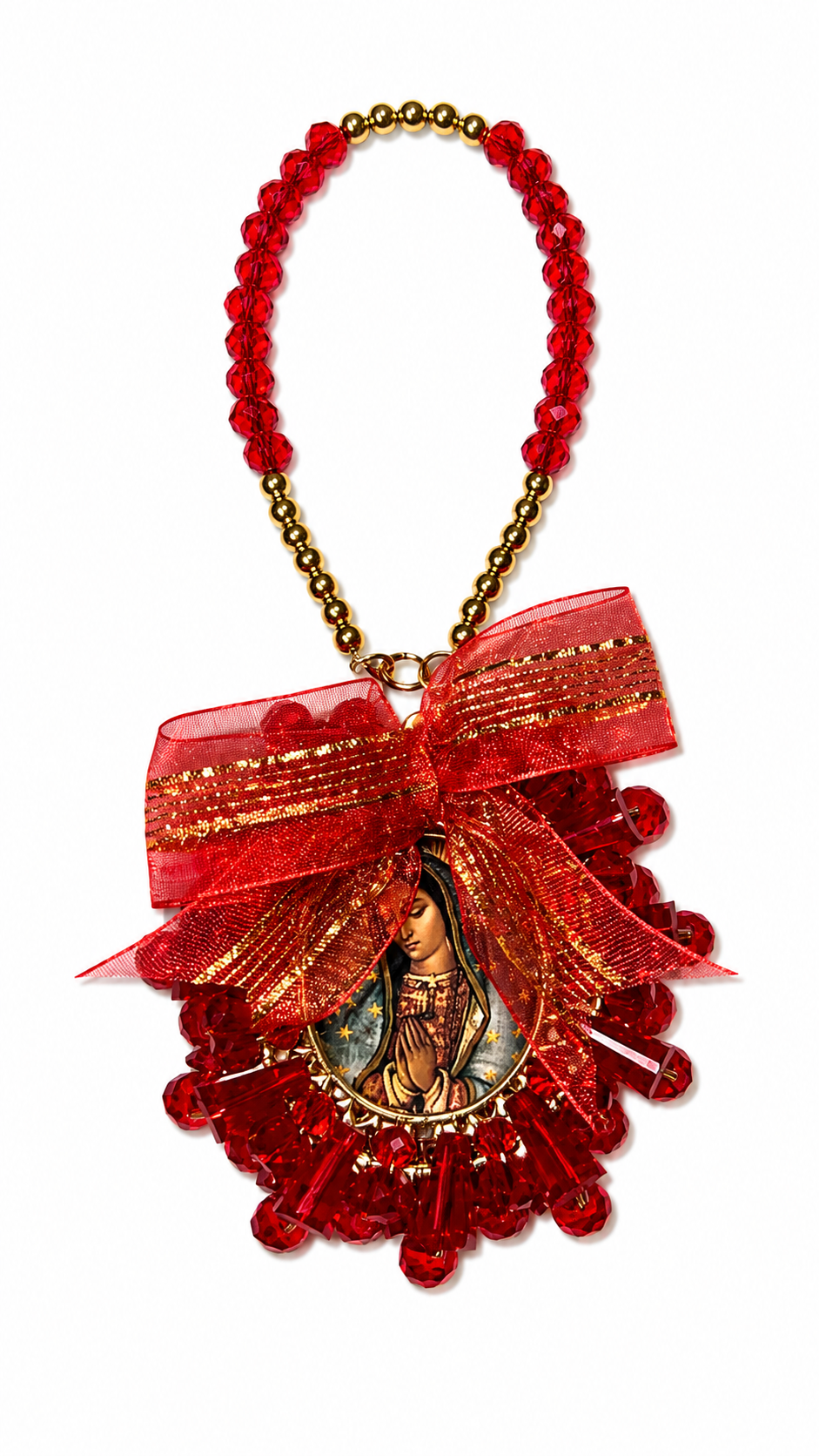 Retrovisor Virgen de Guadalupe Rojo