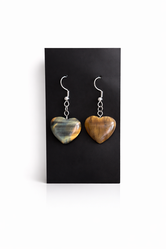 Tigers Eye Heart Shaped Earrings