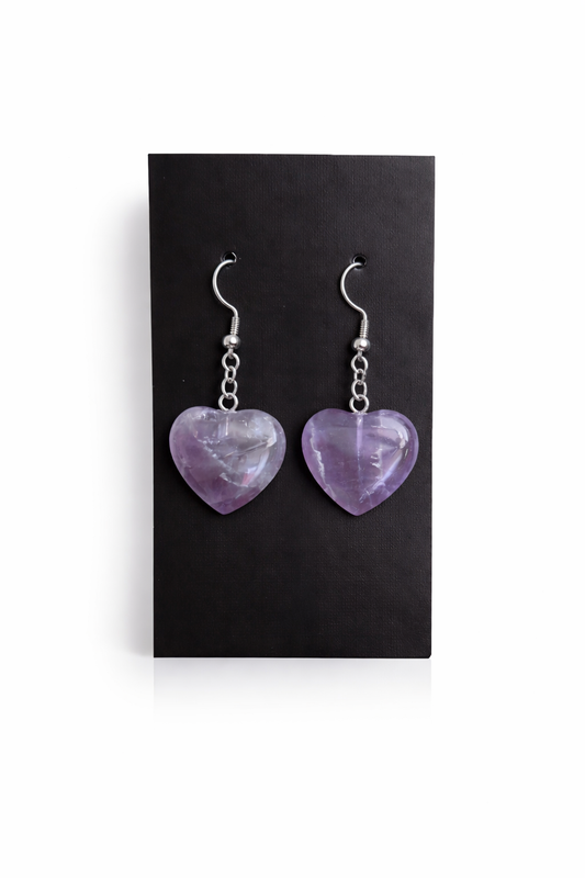Amethyst Heart Shaped Earrings