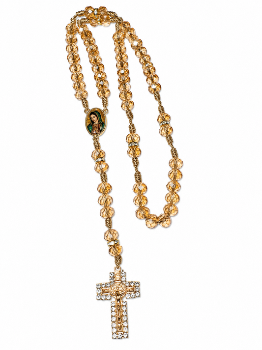 Rosario Virgen Maria champagne gold
