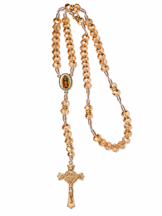 Rosario Virgen Maria beige