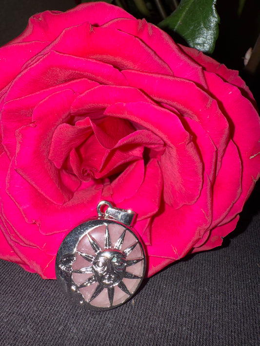 Rose Quartz Sun and Moon Pendant