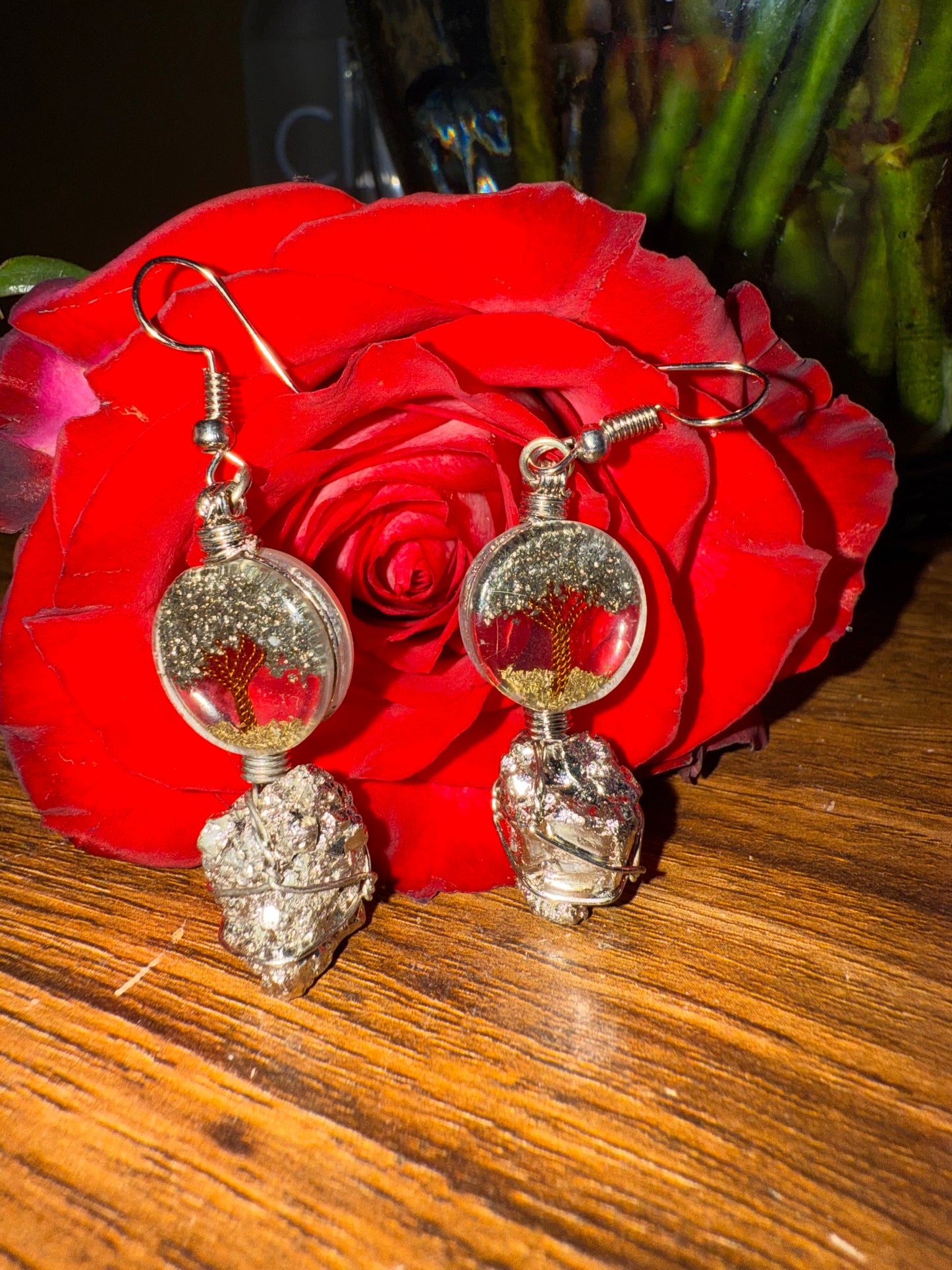 Pyrite Tree Earrings