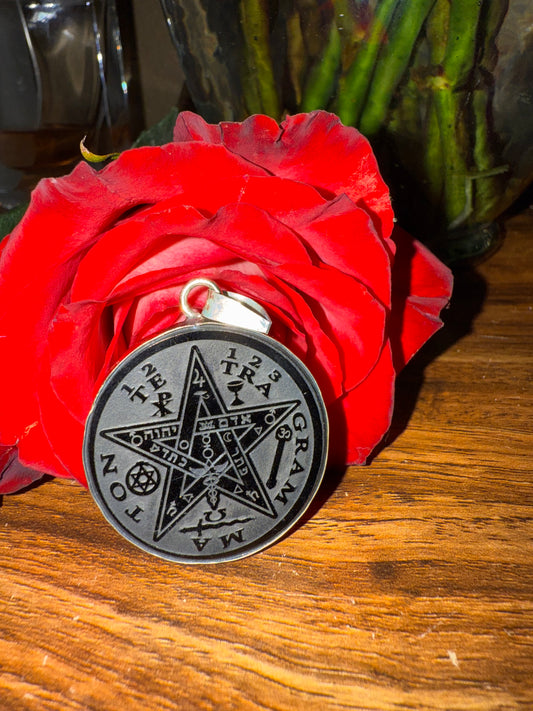 Tetragrammaton Black Obsidian Pendant