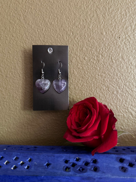 Amethyst Heart Shaped Earrings